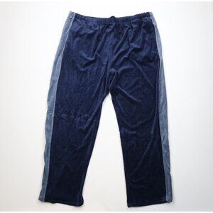 Vtg 90s Y2K Streetwear Mens 4XLT Faded Color Block Wide Leg Velour Pants Blue